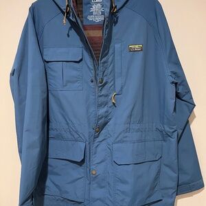 LL Bean mens lined hooded rain jacket size XL Reg.